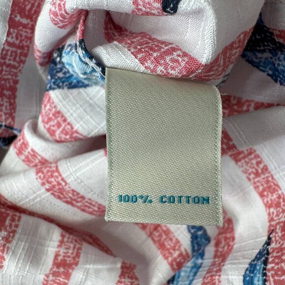 Roundtree & Yorke Caribbean Cotton Leaf Print SS Button Up Shirt Men Large NWT - Picture 11 of 11